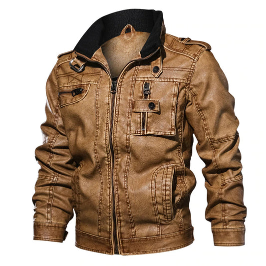 Men's Leather Jacket – Stylish Genuine Leather Biker Jacket for Casual Wear