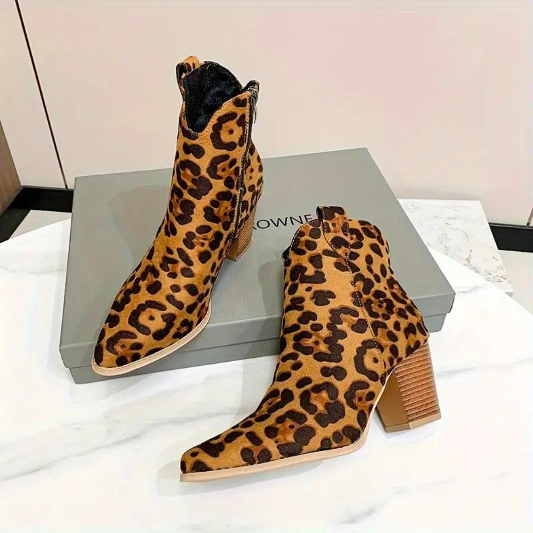 Leopard Print Boots for Women – Trendy Ankle Booties with Stylish Design