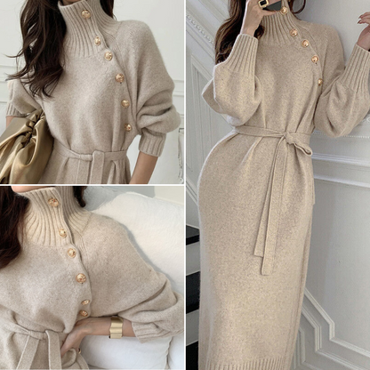 Winter Dress for Women – Elegant Long Sleeve Dress in Warm Fabric for Parties