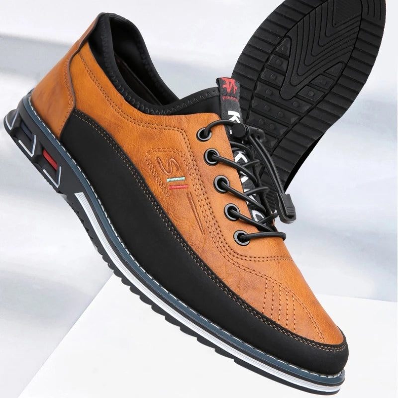 Men's Lace-Up Shoes – Comfortable Elastic Sneakers for Casual and Formal Wear