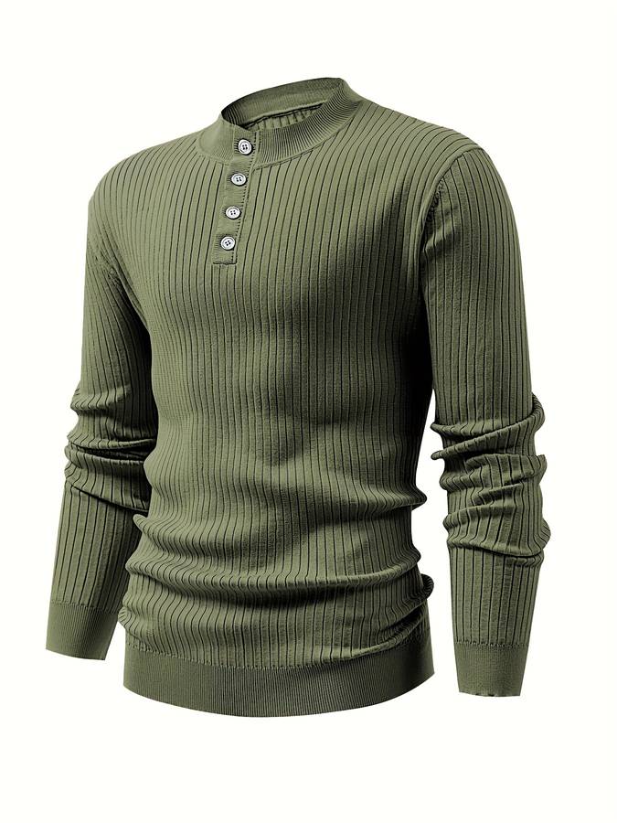 Men's Knitted Jumper with Button – Stylish Warm Sweater for Casual Wear