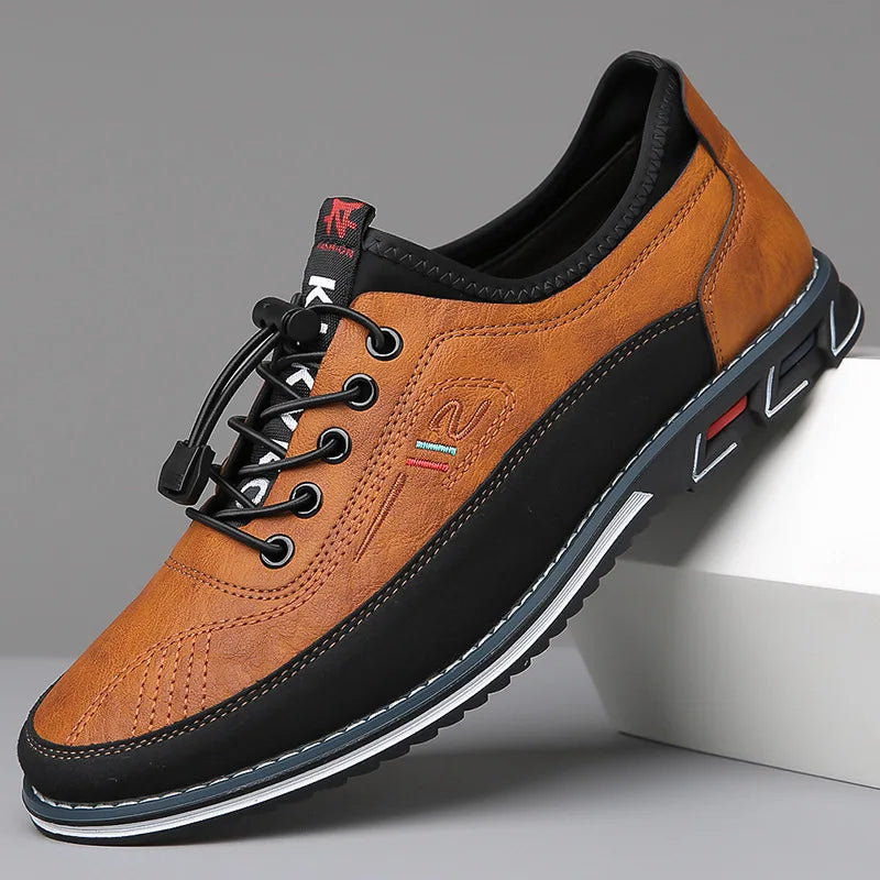 Men's Lace-Up Shoes – Comfortable Elastic Sneakers for Casual and Formal Wear