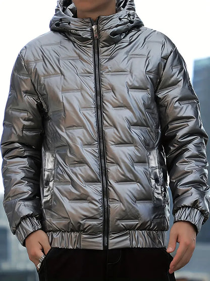 Padded Jacket for Men – Warm Insulated Winter Coat with Hood and Zipper