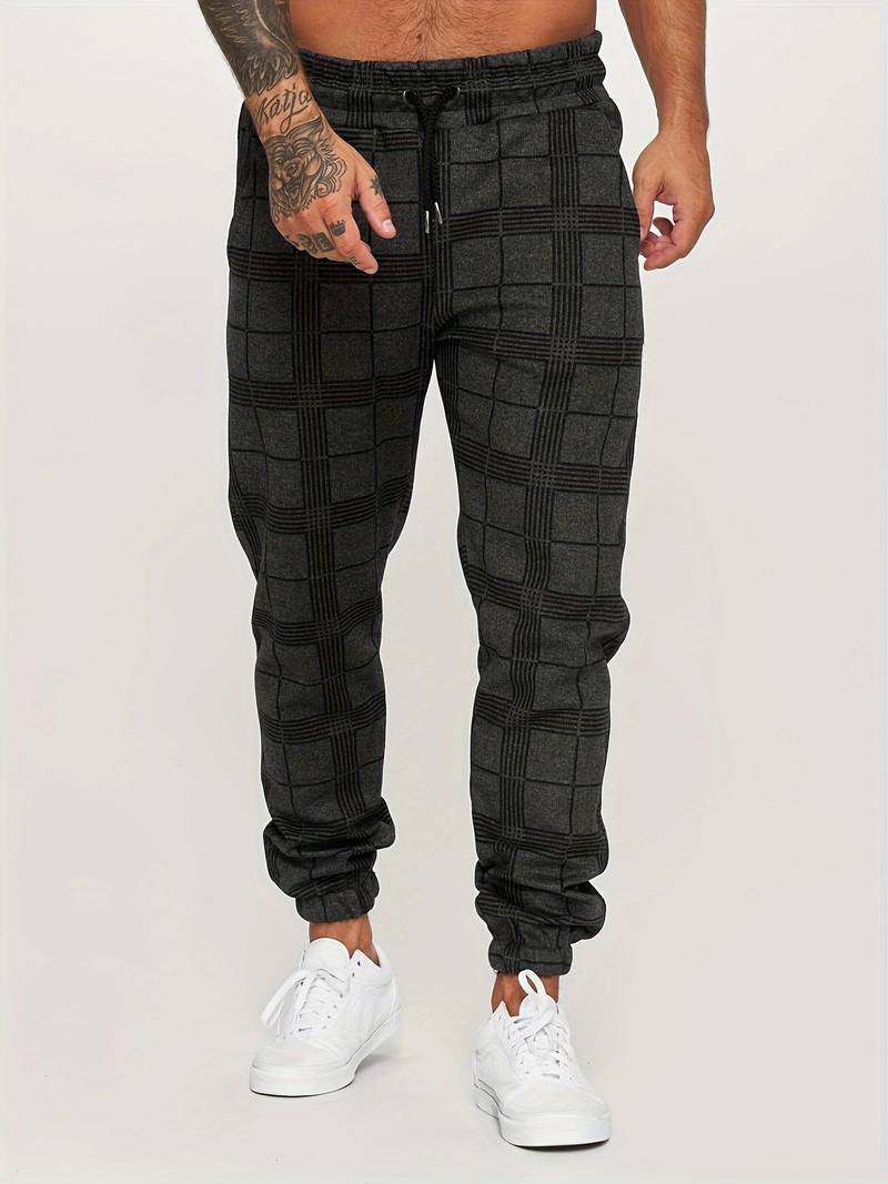 Men's Jogging Trousers – Checked Athletic Pants for Comfort and Style