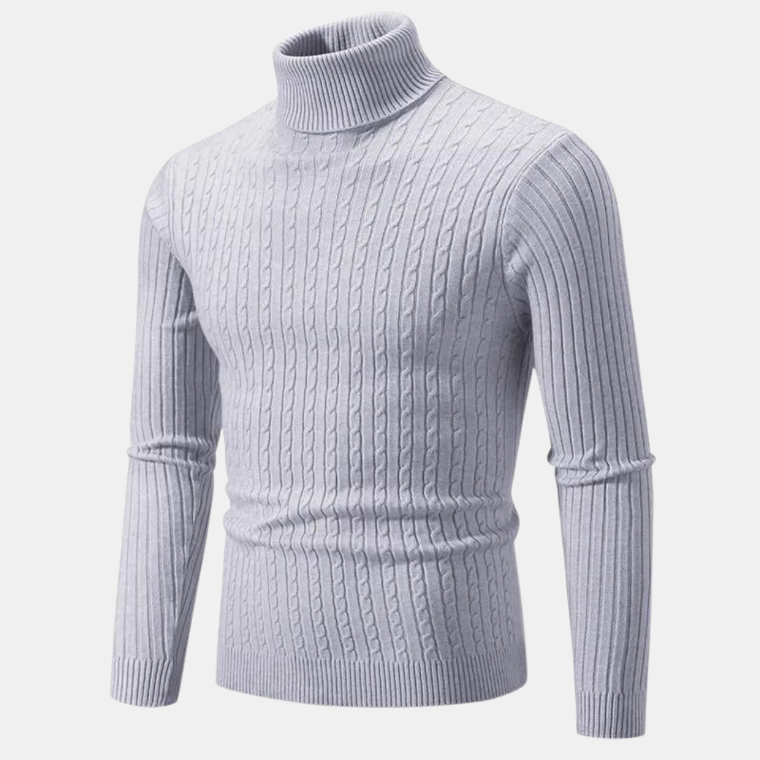 Men's Knitted Roll Neck Jumper – Warm Sweater for Winter Fashion & Comfort