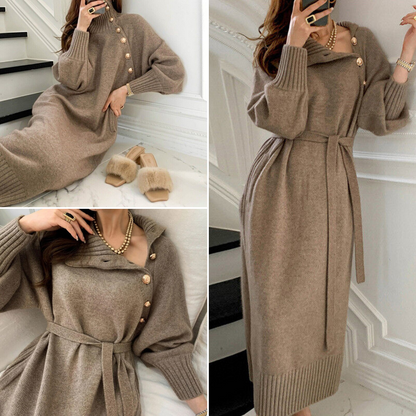 Winter Dress for Women – Elegant Long Sleeve Dress in Warm Fabric for Parties