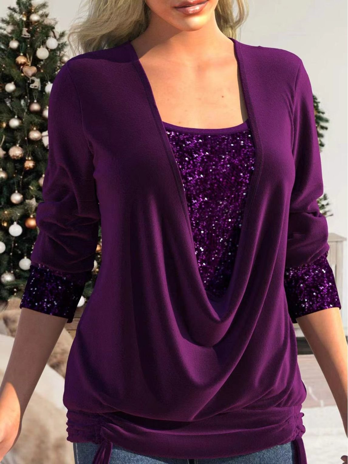 Sequin Blouse for Women – Sparkly Glitter Top for Party and Evening Wear