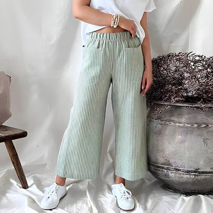 Women's Striped Trousers – Stylish High-Waisted Pants for Casual & Office Wear