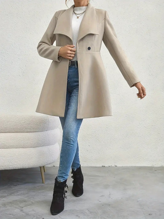 Women's Elegant Coat – Stylish Long Overcoat with Warm Fabric for Winter