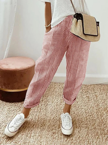 Striped Trousers for Women – Stylish High-Waisted Pants for Casual Chic