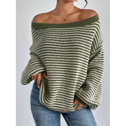 Knitted Jumper for Women – Striped Cozy Sweater for Casual Wear