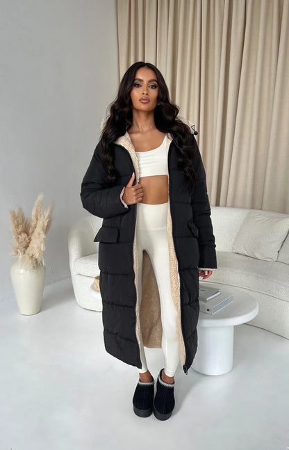 Winter Coat for Women – Long Warm Stylish Jacket with Hood and Pockets