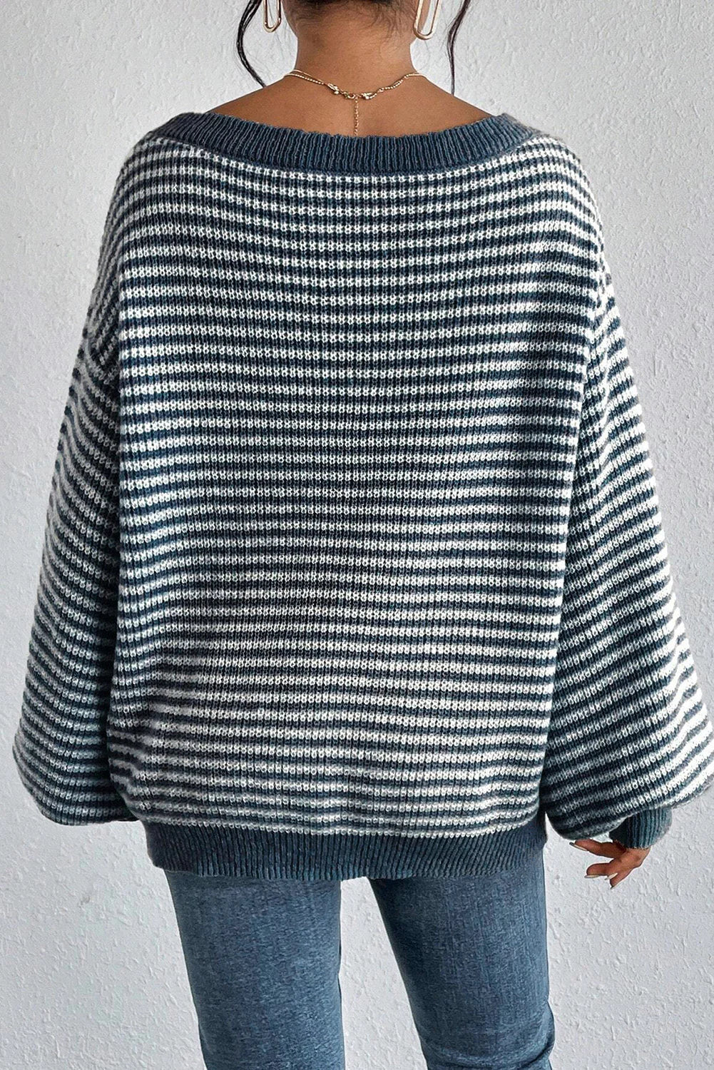 Knitted Jumper for Women – Striped Cozy Sweater for Casual Wear