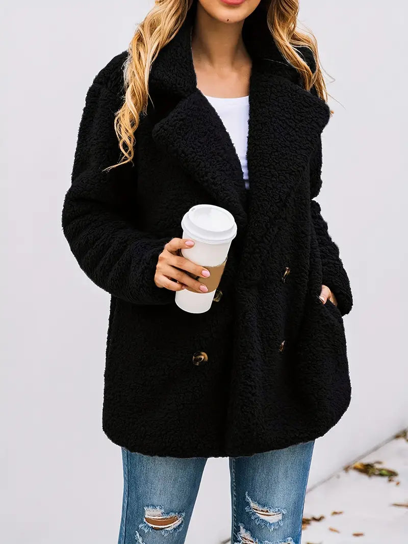 Women's Fashion Coat – Stylish Warm Outerwear with Pockets for Winter