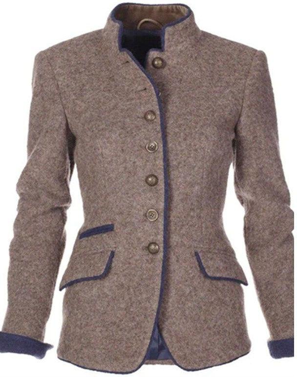 Women's Blazer with High Collar – Stylish Tailored Jacket for Office & Casual Wear