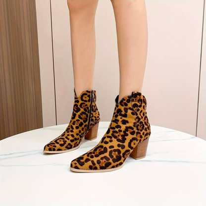 Leopard Print Boots for Women – Trendy Ankle Booties with Stylish Design