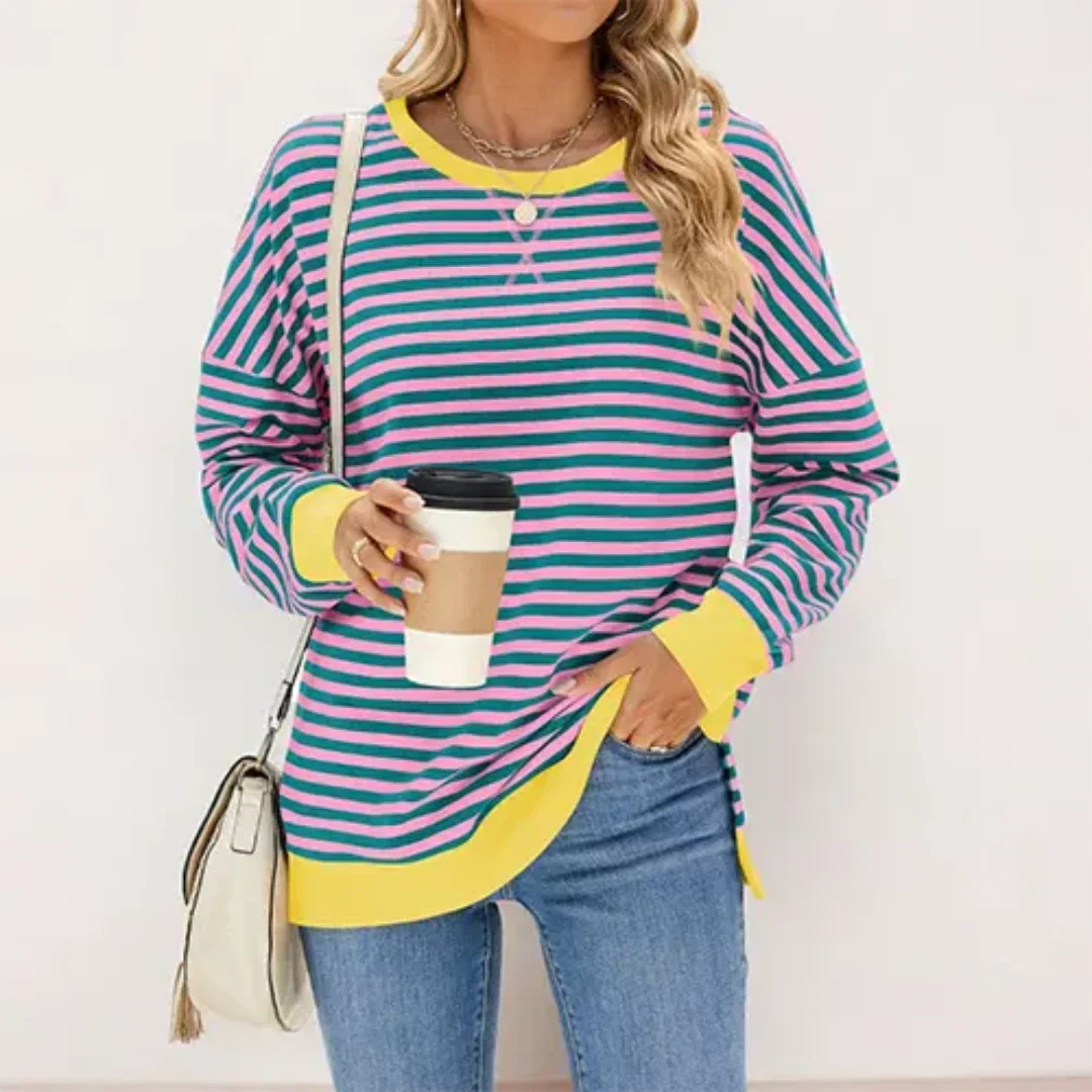 Women's Striped Jumper – Cozy Knit Sweater for Casual or Work Wear