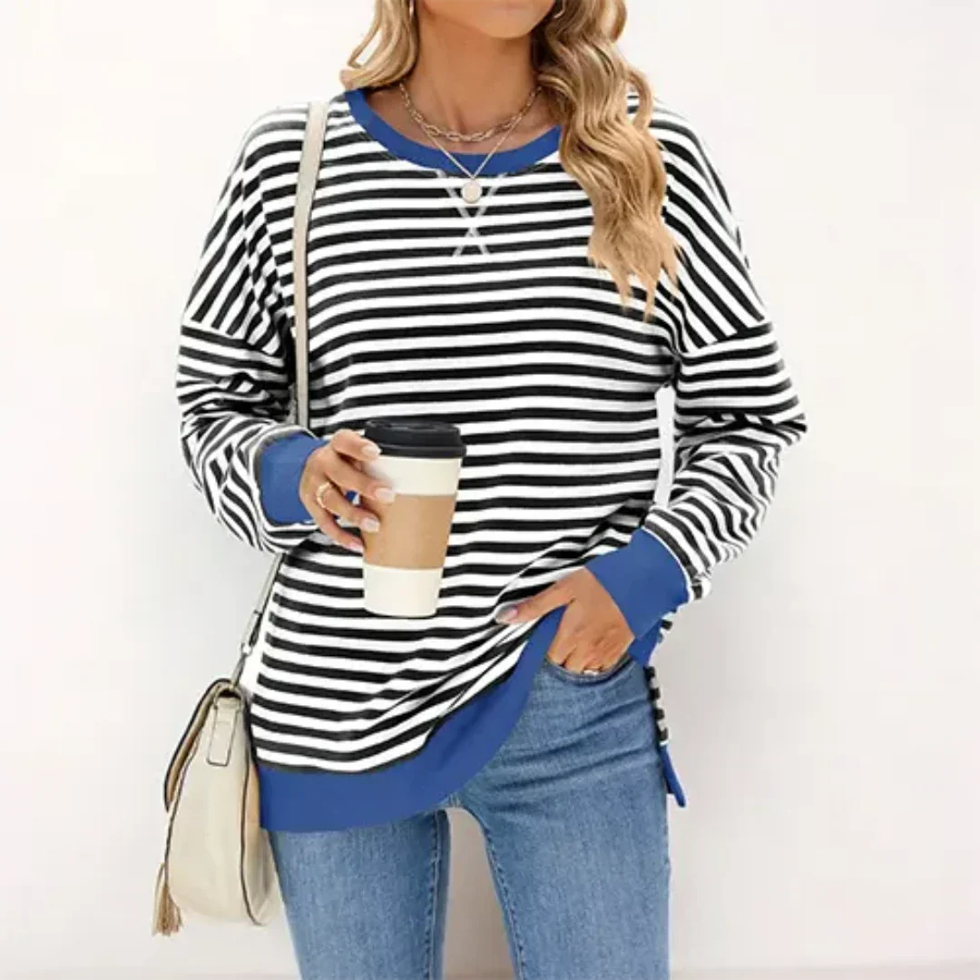 Women's Striped Jumper – Cozy Knit Sweater for Casual or Work Wear