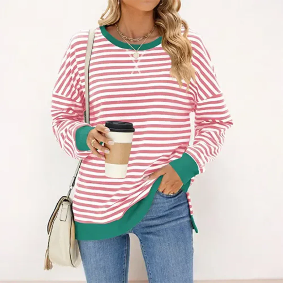 Women's Striped Jumper – Cozy Knit Sweater for Casual or Work Wear