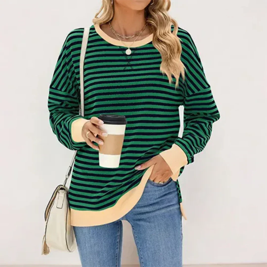 Women's Striped Jumper – Cozy Knit Sweater for Casual or Work Wear