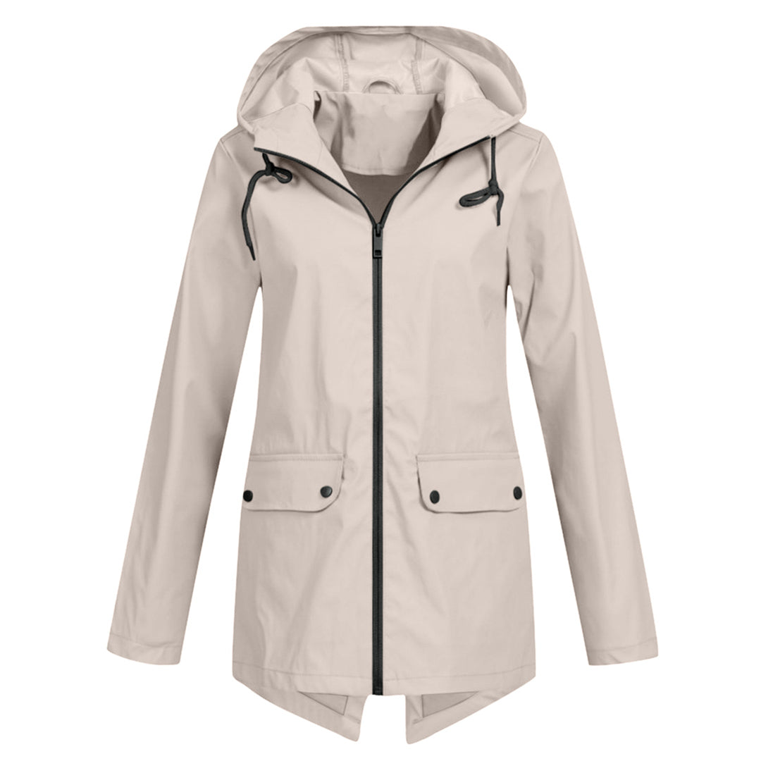 Women's Raincoat with Hood – Warm Waterproof Jacket for Outdoor Activities