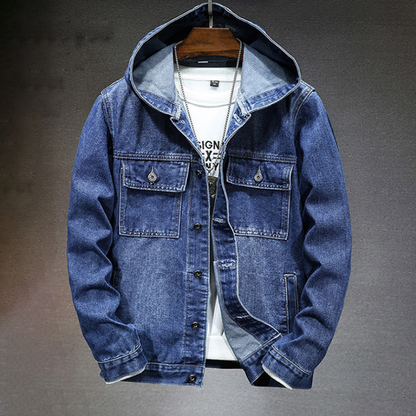 Men's Denim Jacket with Hood – Stylish Casual Outerwear for All Seasons