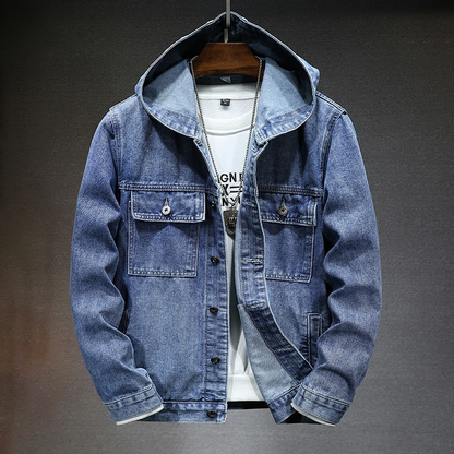 Men's Denim Jacket with Hood – Stylish Casual Outerwear for All Seasons