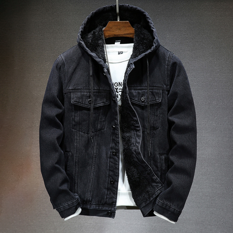 Men's Denim Jacket with Hood – Stylish Casual Outerwear for All Seasons