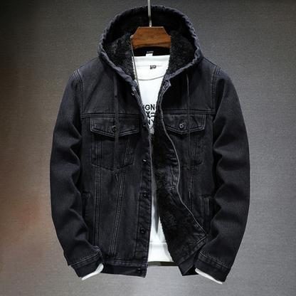 Men's Denim Jacket with Hood – Stylish Casual Outerwear for All Seasons