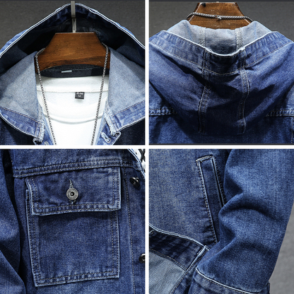 Men's Denim Jacket with Hood – Stylish Casual Outerwear for All Seasons