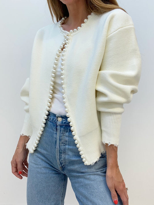 Women's Cardigan with Pearls – Elegant Knit Sweater for Stylish Outfits