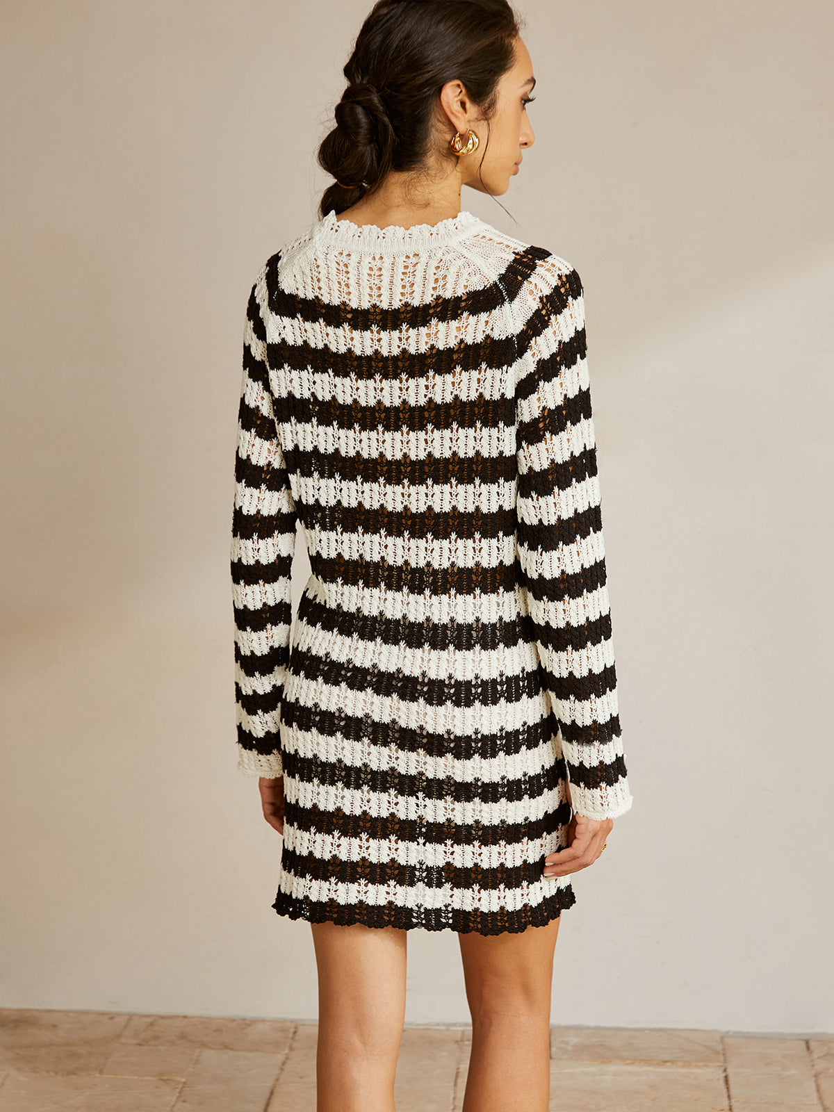 Women’s Striped Sweater Dress – Cozy Knit Casual Dress for Fall Fashion