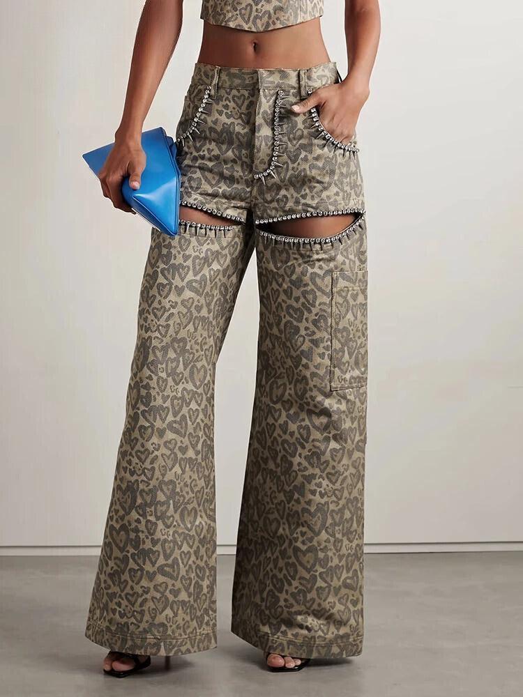 Leopard Print Jeans Women – Stylish High-Waisted Denim Pants for Casual Wear