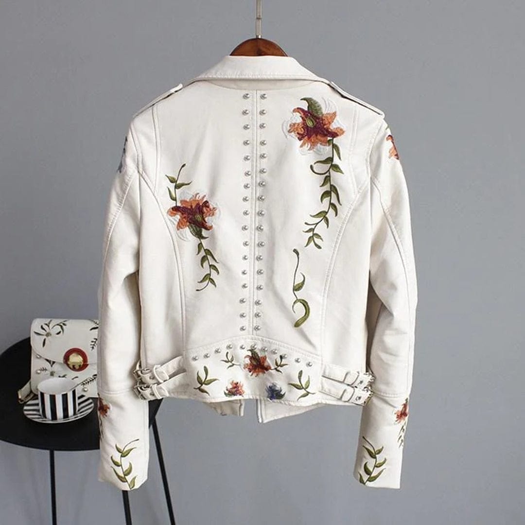 Leather Jacket for Women – Elegant Floral Patterned Outerwear for Stylish Looks