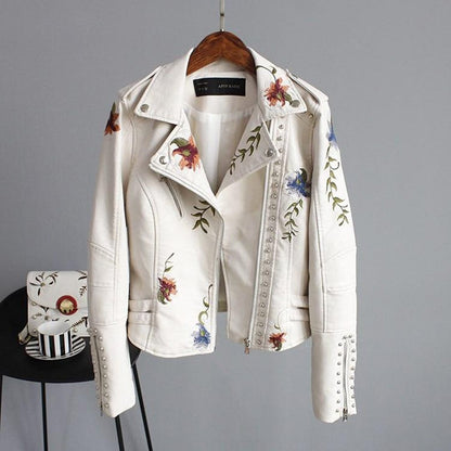 Leather Jacket for Women – Elegant Floral Patterned Outerwear for Stylish Looks