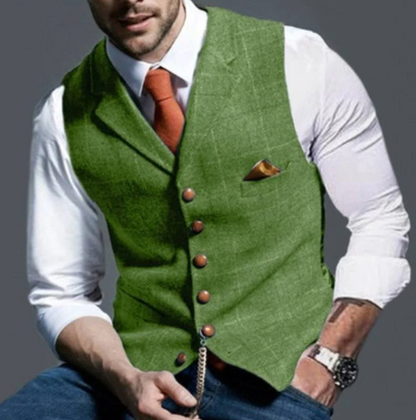 Men's Waistcoat with Lapel – Casual Check Vest for Smart-Casual Events