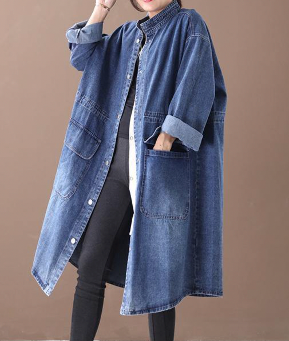 Denim Jacket for Women – Long Casual Outerwear, Stylish and Versatile