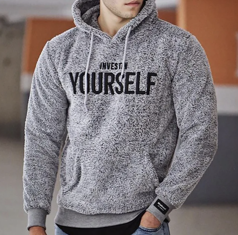 Men's Winter Hoodie – Warm Fleece Pullover with Kangaroo Pocket & Stylish Design