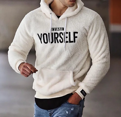 Men's Winter Hoodie – Warm Fleece Pullover with Kangaroo Pocket & Stylish Design