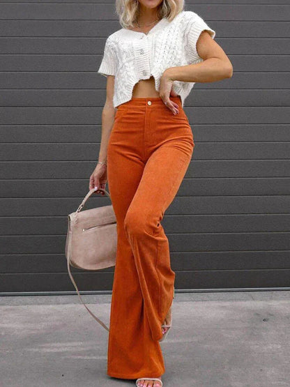 Flared Trousers for Women – Stylish Corduroy Pants for Casual and Chic Looks