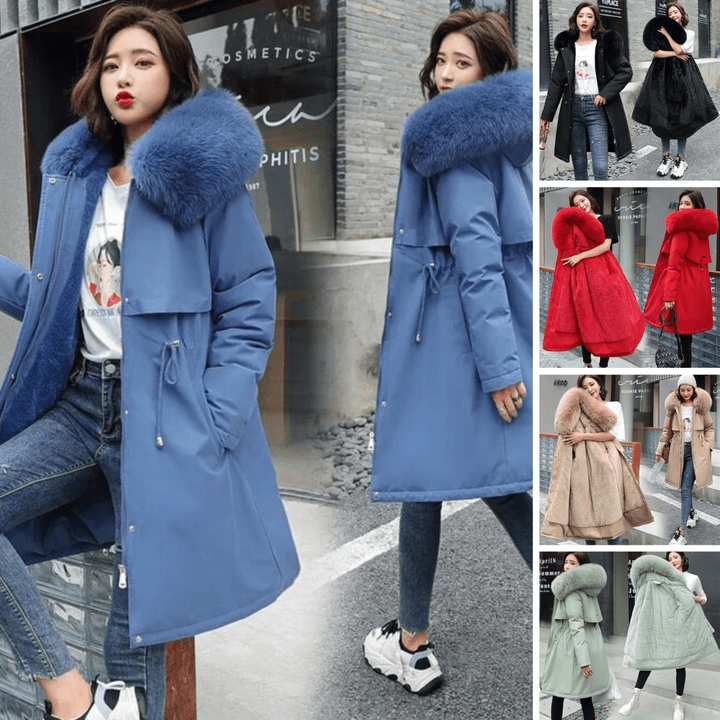 Women's Long Hooded Parka Coat – Warm Waterproof Winter Jacket for Cold Weather