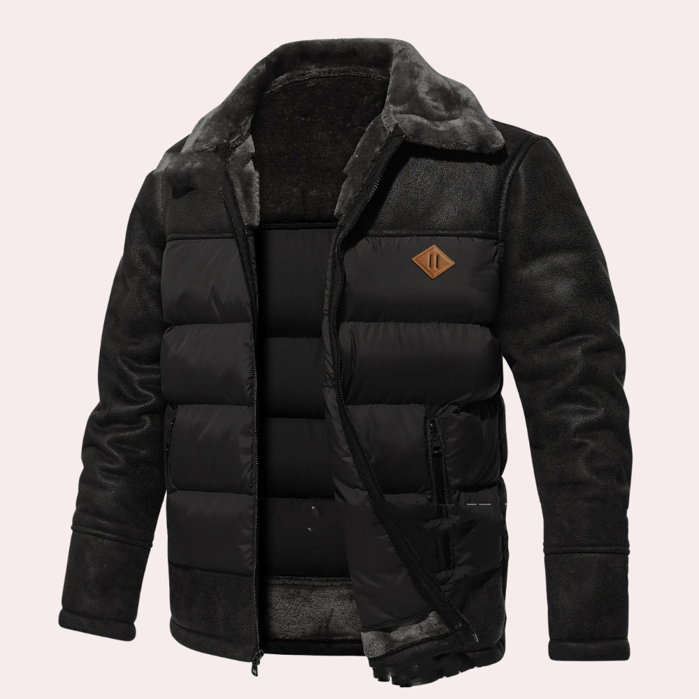 Puffer Jacket Men – Warm Insulated Winter Coat with Hood and Zipper