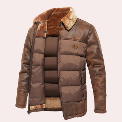 Puffer Jacket Men – Warm Insulated Winter Coat with Hood and Zipper