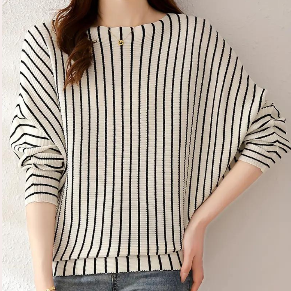 Striped Jumper for Women – Cozy Knit Sweater with Long Sleeves and Casual Fit