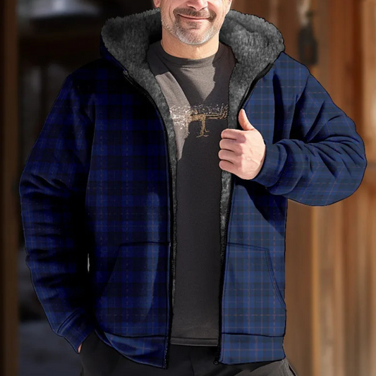 Men's Winter Jacket – Checked Warm Coat with Hood for Cold Weather