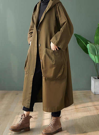 Hooded Coat for Women – Stylish Warm Jacket with Pockets for Winter Fashion