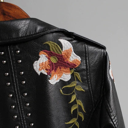 Leather Jacket for Women – Elegant Floral Patterned Outerwear for Stylish Looks