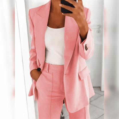 Women’s Stylish Suit – Elegant Tailored Blazer and Trousers Set for Work