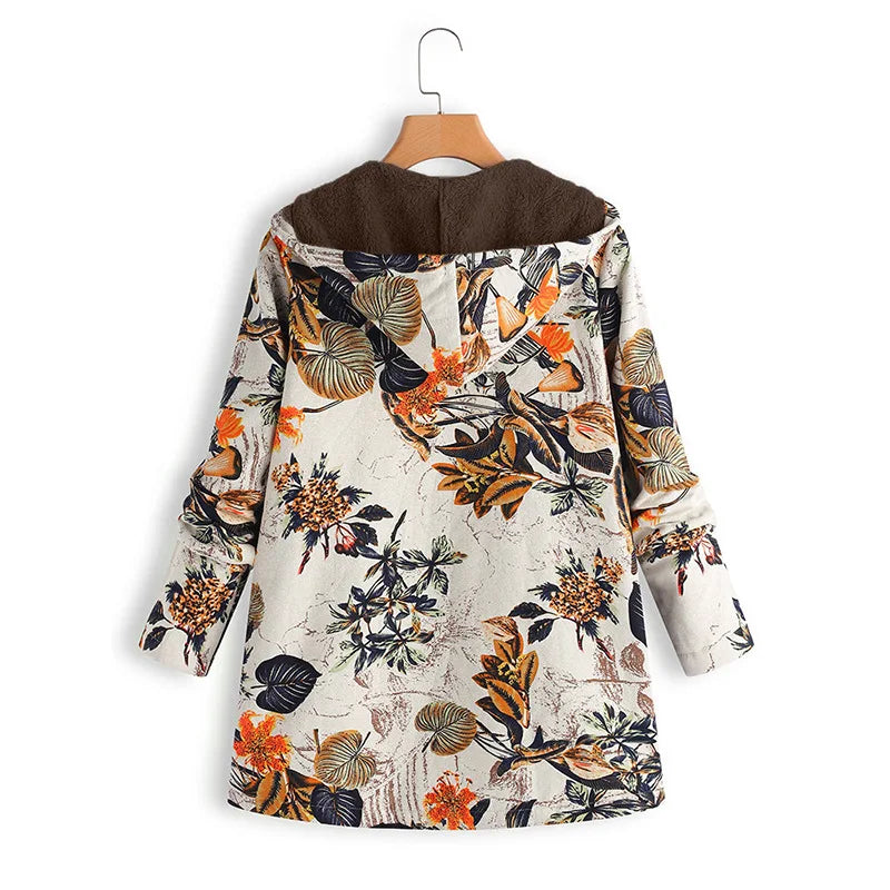 Winter Coat for Women – Floral Print Warm Jacket with Stylish Design