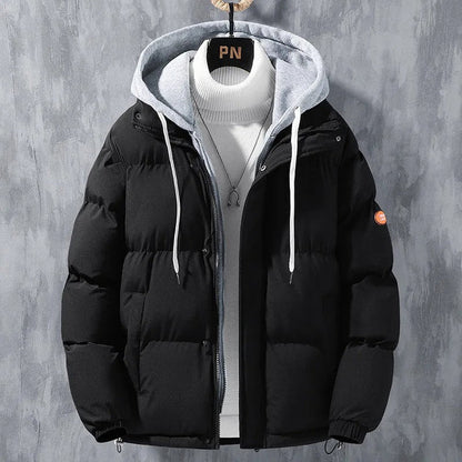 Men's Padded Winter Jacket – Warm Insulated Coat with Hood for Cold Weather